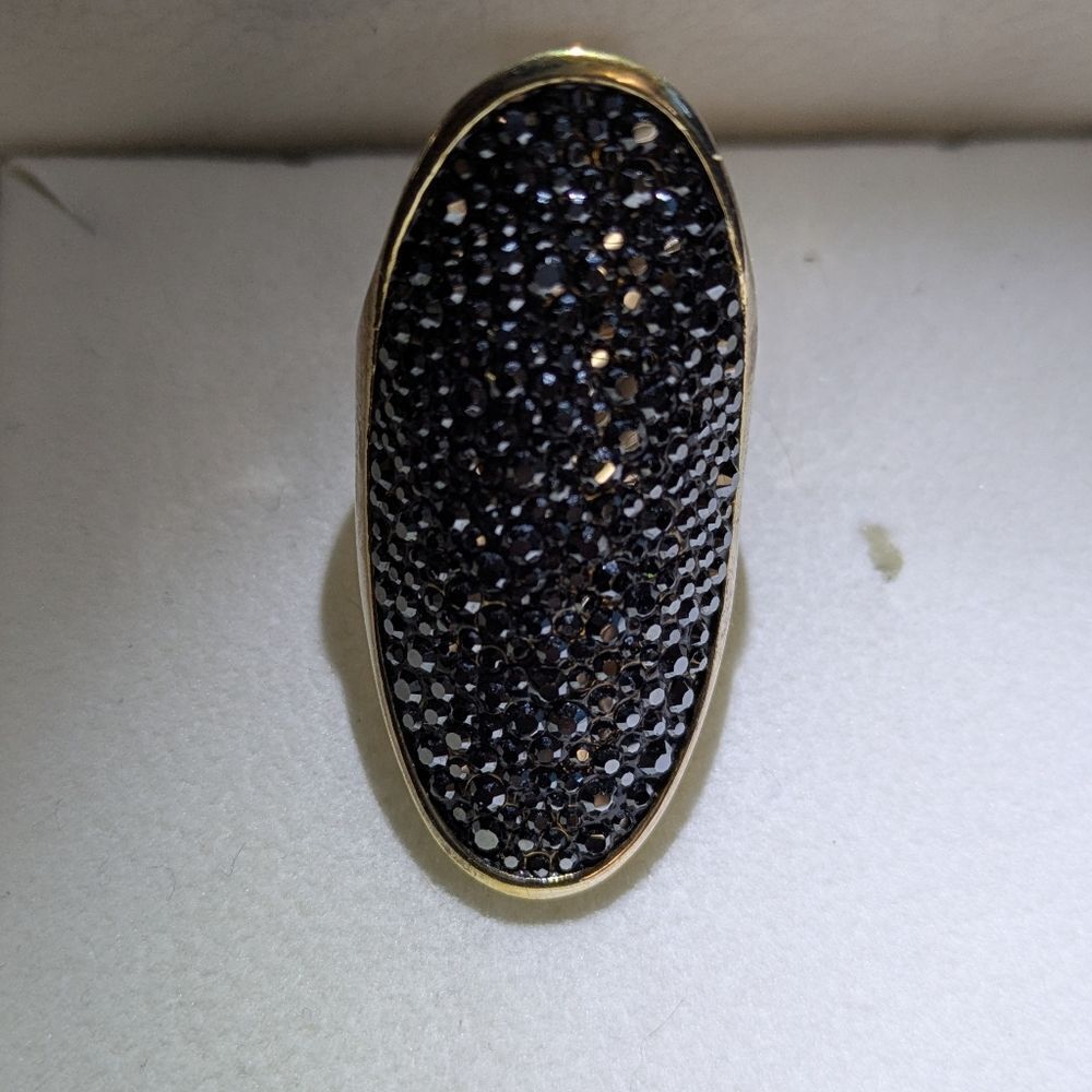 Henri Bendel New York ring Micro Grey Crystal Ring Sz 6